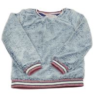 Modro-biela melírovaná chlpatá mikina s prúžkami Pocopiano