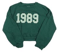 Tmavozelená crop mikina s číslom Next