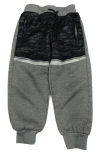 Sivo-čierne športové cuff tepláky s pruhmi