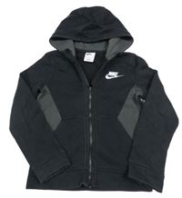 Černo-šedá propínací mikina s logem a kapucí Nike