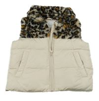 Smetanovo-tygrovaná šusťákovo/kožešinová zateplená vesta Primark