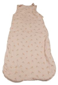 Světlerůžový bavlněný zateplený spací pytel s kvietkami George