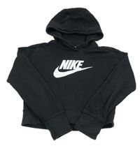 Černá crop mikina s logem a kapucí NIke 