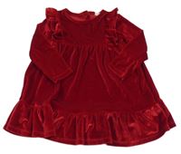 Červené zamatové šaty s volánikmi F&F