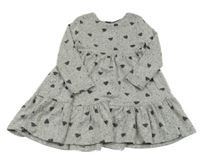 Sivé melírované úpletové šaty so srdiečkami F&F