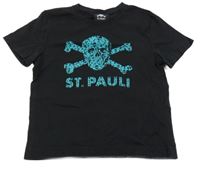 Čierne tričko s lebkou St. Pauli