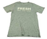 Khaki-černé melírované tričko s nápisem Yigga