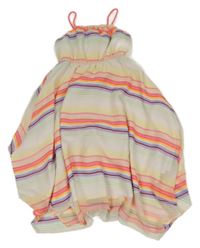 Smetanovo-barevné pruhované šifonové asymetrické šaty H&M