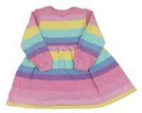 Růžovo-barevné pruhované teplákové šaty F&F