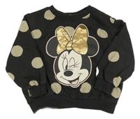 Tmavosivá oversize mikina s Minnií a bodkami H&M