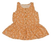 Oranžový peplum top s listami Tu