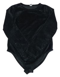Čierne plyšové trblietavé body Tu