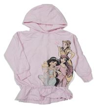 Svetloružová peplum mikina s princeznami a kapucňou