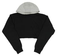 Čierna crop oversize mikina so sivou kapucňou Primark