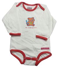Bielo-červené body s medvedíkom FIRST SHIRT