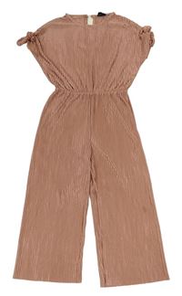 Starorůžový plátěný kalhotový culottes overal LUCA&LOLA