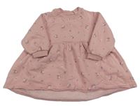 Svetloružové teplákové šaty s kvietkami F&F