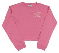 Ružová crop mikina s nápismi a srdiečkami zn. Be You