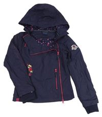 Tmavomodrá šušťáková jarná bunda s růžemi a kapucňou STEEDS