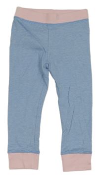 Modro-bílo-světlerůžové pruhované pyžamové kalhoty POCOPIANO