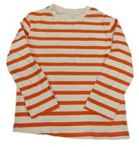 Smetanovo-tmavooranžové pruhované triko H&M