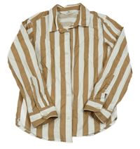 Hnědo-bílá pruhovaná košile H&M
