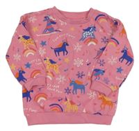 Ružová mikina s jednorožcami a duhami F&F