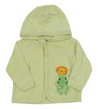 Svetlozelená zamatová prepínaci mikina so zvieratkami a kapucňou H&M