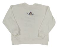 Biela mikina s nápismi a palmou a obrázkami ZARA