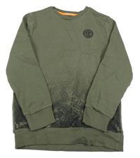 Kaki-čierna mikina s číslom a vzorom F&F