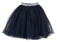 Tmavomodro-strieborná bodkovaná á tylová sukňa St. Bernard