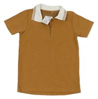 Nové - hnědé žebrované polo tričko George