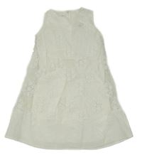 Smotanové organzovo/hedvábné slávnostné šaty s kvetmi a srdíčkem z kamínků Alice Pi.