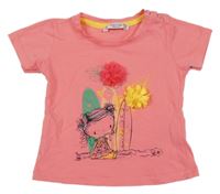 Korálové tričko s dievčatkom a sufrmi