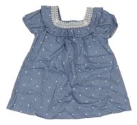 Modré melírované bodkovaná é šaty s volánikom s čipkou mayoral