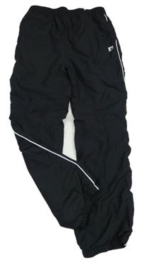 Černé šusťákové sportovní podšité kalhoty s pruhem Duffs