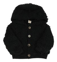 Černý huňatý bomber s kapucí Cozy Pixies