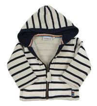 Bielo-tmavomodrá pruhovaná prepínaci tepláková mikina s kapucňou BRETON STRIPE