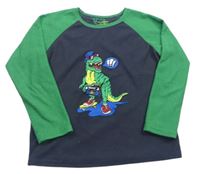 Sivo-zelené fleecové pyžamové tričko s dinosaurom Primark