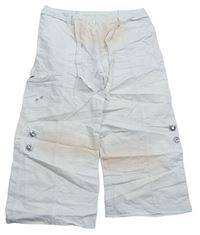 Biele plátenné roll-up nohavice s opaskom Yd.