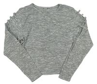 Sivé melírované úpletové crop tričko New Look
