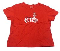 Červené tričko s nápisom a potlačou Sanetta