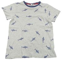 Svetlosivé tričko so žralokmi