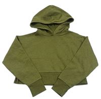 Khaki melírovaná crop mikina s kapucňou Matalan