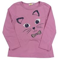 Ružové tričko s mačkou Kids