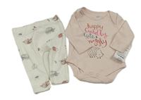 2set - Svetloružové pruhované body s ježkem + legíny so zvířaty F&F