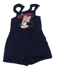 Tmavomodrý bavlněný kraťasový overal s Minnie George