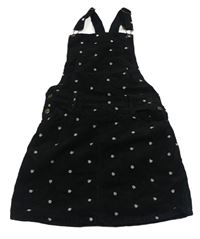 Černé manšestrové laclové šaty s výšivkami květů M&S