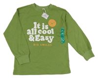 Nové - Zelené mikinotriko s nápisom a smajlíkom Sinsay