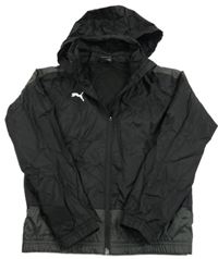 Čierno-antracitová šušťáková športová bunda s logom a kapucňou Puma